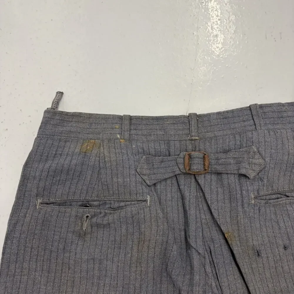 Vintage 50s Blue Striped Rayon Buckleback Pants 28x25